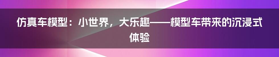 仿真车模型：小世界，大乐趣——模型车带来的沉浸式体验