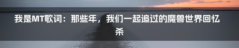 我是MT歌词:那些年,我们一起追过的魔兽世界回忆杀