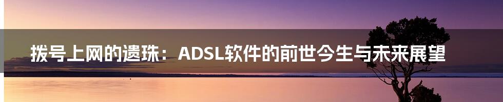 拨号上网的遗珠：ADSL软件的前世今生与未来展望