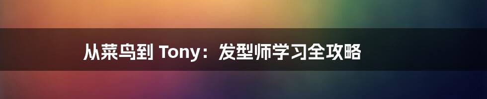 从菜鸟到 Tony：发型师学习全攻略