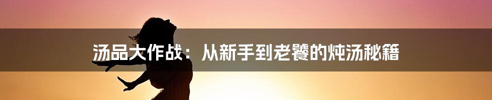 汤品大作战：从新手到老饕的炖汤秘籍