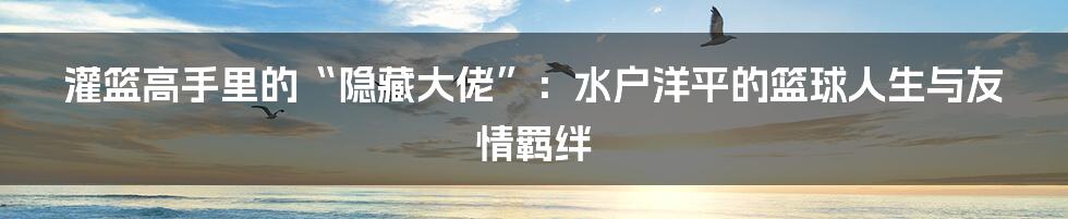灌篮高手里的“隐藏大佬”：水户洋平的篮球人生与友情羁绊
