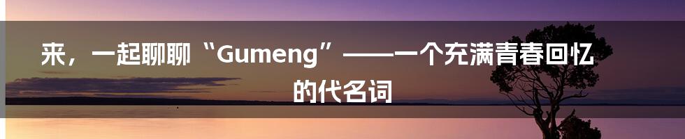 来,一起聊聊“Gumeng”——一个充满青春回忆的代名词