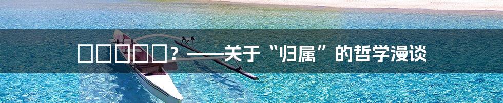 どこへ帰る？——关于“归属”的哲学漫谈