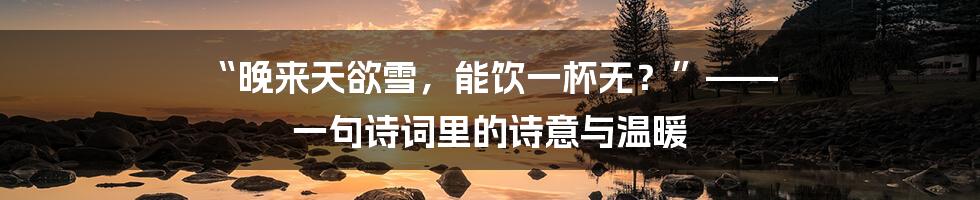 “晚来天欲雪，能饮一杯无？”—— 一句诗词里的诗意与温暖