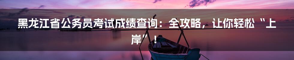 黑龙江省公务员考试成绩查询：全攻略，让你轻松“上岸”！