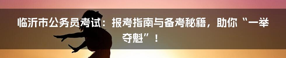 临沂市公务员考试:报考指南与备考秘籍,助你“一举夺魁”!