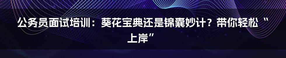 公务员面试培训:葵花宝典还是锦囊妙计?带你轻松“上岸”