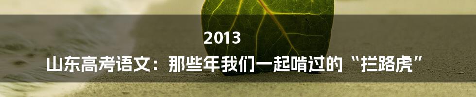 2013 山东高考语文:那些年我们一起啃过的“拦路虎”