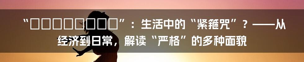 “ストリンジェンド”:生活中的“紧箍咒”?——从经济到日常,解读“严格”的多种面貌
