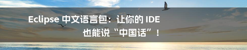 Eclipse 中文语言包:让你的 IDE 也能说“中国话”!