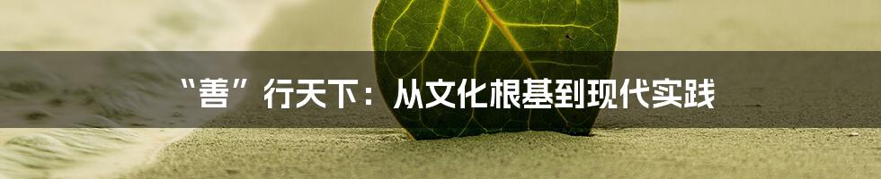 “善”行天下：从文化根基到现代实践