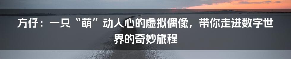 方仔:一只“萌”动人心的虚拟偶像,带你走进数字世界的奇妙旅程