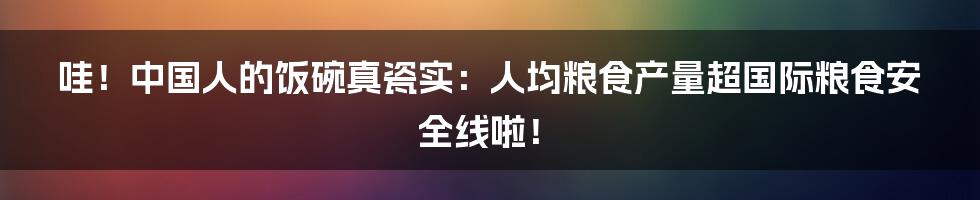哇！中国人的饭碗真瓷实：人均粮食产量超国际粮食安全线啦！