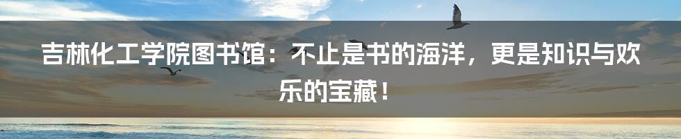 吉林化工学院图书馆：不止是书的海洋，更是知识与欢乐的宝藏！