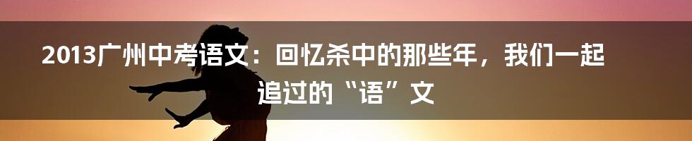2013广州中考语文：回忆杀中的那些年，我们一起追过的“语”文