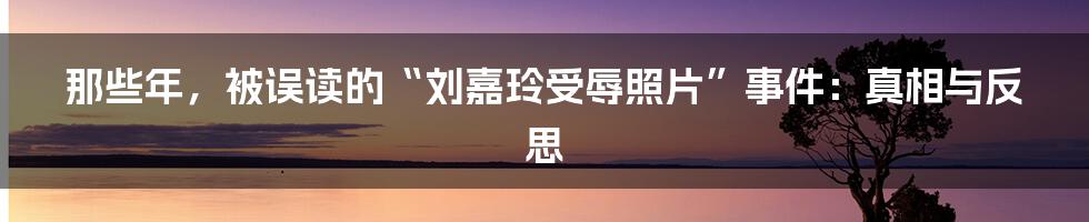 那些年,被误读的“刘嘉玲受辱照片”事件:真相与反思