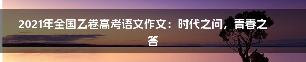 2021年全国乙卷高考语文作文：时代之问，青春之答