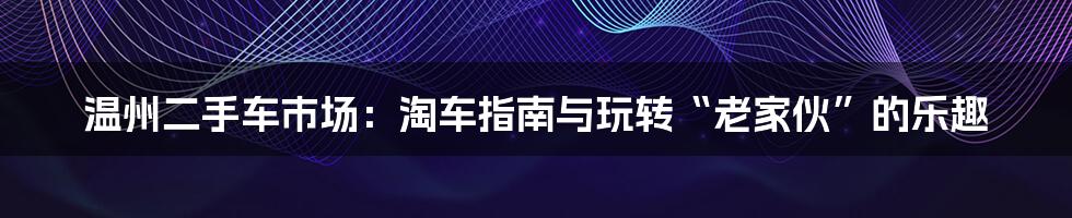 温州二手车市场：淘车指南与玩转“老家伙”的乐趣