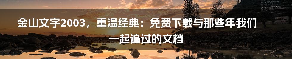 金山文字2003,重温经典:免费下载与那些年我们一起追过的文档
