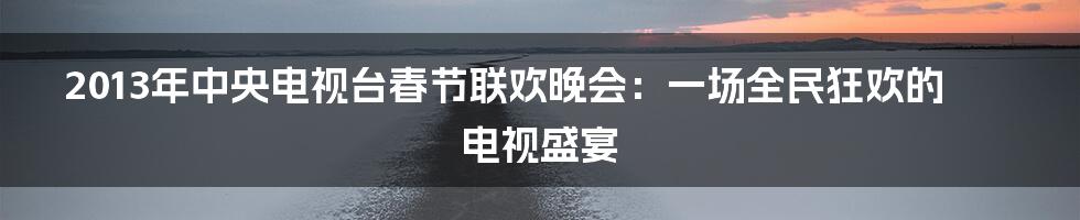 2013年中央电视台春节联欢晚会:一场全民狂欢的电视盛宴