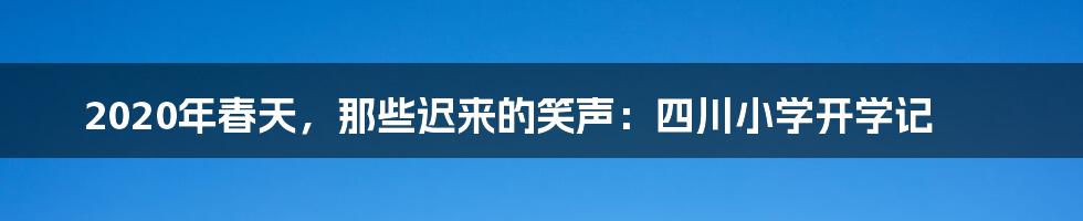 2020年春天,那些迟来的笑声:四川小学开学记