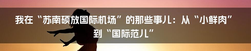 我在“苏南硕放国际机场”的那些事儿：从“小鲜肉”到“国际范儿”