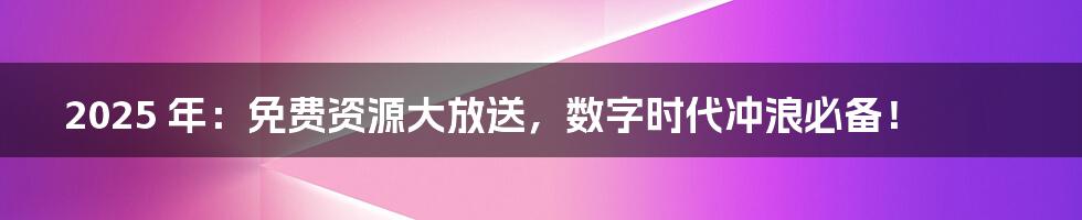 2025 年：免费资源大放送，数字时代冲浪必备！