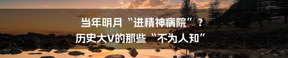当年明月“进精神病院”？ 历史大V的那些“不为人知”