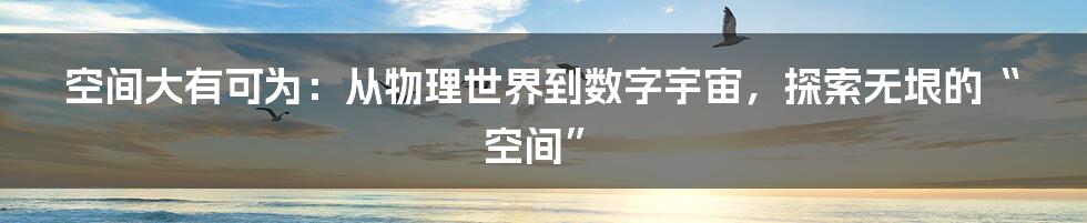 空间大有可为:从物理世界到数字宇宙,探索无垠的“空间”