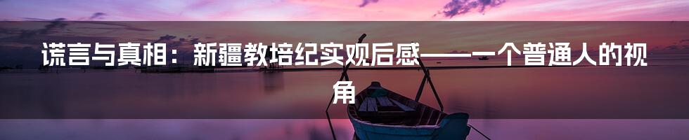 谎言与真相：新疆教培纪实观后感——一个普通人的视角