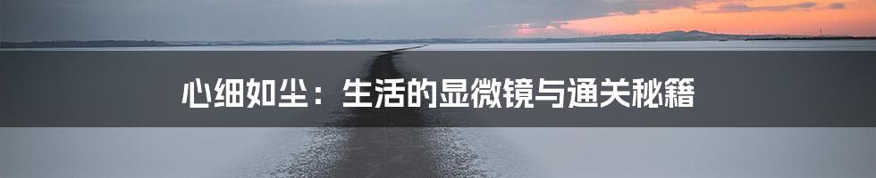 心细如尘：生活的显微镜与通关秘籍