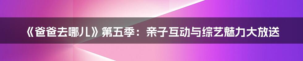 《爸爸去哪儿》第五季：亲子互动与综艺魅力大放送