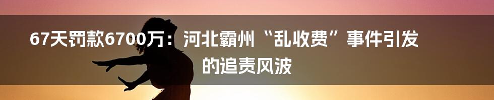 67天罚款6700万：河北霸州“乱收费”事件引发的追责风波