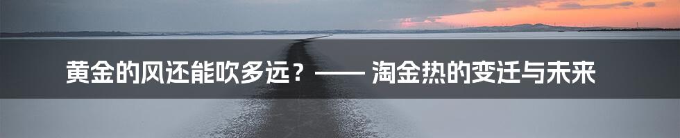 黄金的风还能吹多远？—— 淘金热的变迁与未来