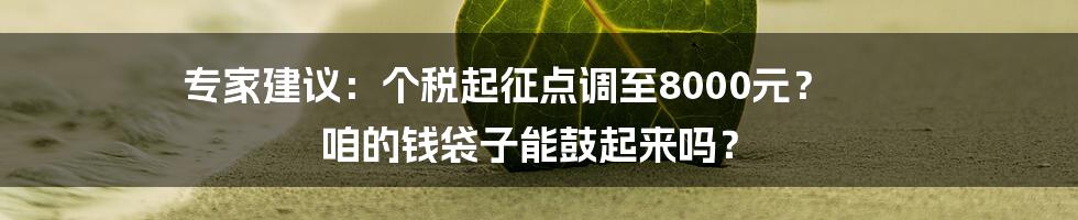 专家建议：个税起征点调至8000元？ 咱的钱袋子能鼓起来吗？