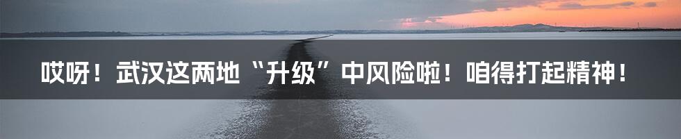 哎呀!武汉这两地“升级”中风险啦!咱得打起精神!