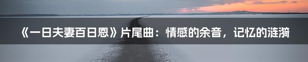 《一日夫妻百日恩》片尾曲:情感的余音,记忆的涟漪