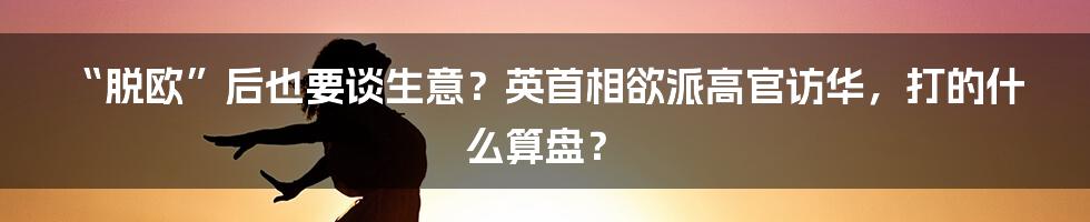 “脱欧”后也要谈生意？英首相欲派高官访华，打的什么算盘？