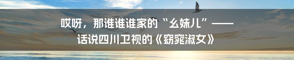 哎呀，那谁谁谁家的“幺妹儿”—— 话说四川卫视的《窈窕淑女》