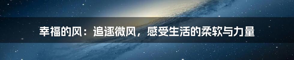 幸福的风:追逐微风,感受生活的柔软与力量