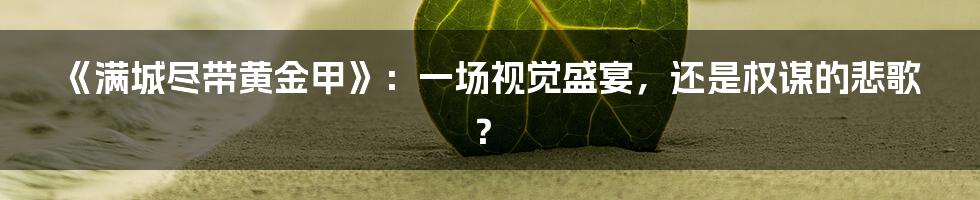 《满城尽带黄金甲》:一场视觉盛宴,还是权谋的悲歌?