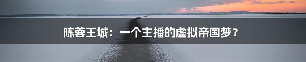 陈蓉王城:一个主播的虚拟帝国梦?