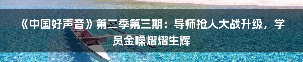 《中国好声音》第二季第三期:导师抢人大战升级,学员金嗓熠熠生辉