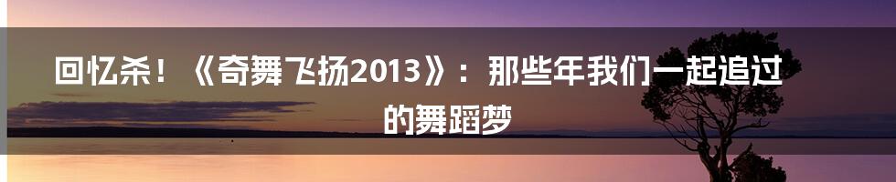 回忆杀！《奇舞飞扬2013》：那些年我们一起追过的舞蹈梦