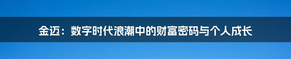 金迈:数字时代浪潮中的财富密码与个人成长