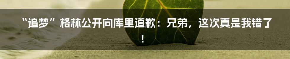 “追梦”格林公开向库里道歉：兄弟，这次真是我错了！