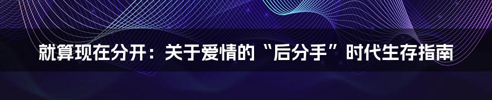 就算现在分开：关于爱情的“后分手”时代生存指南