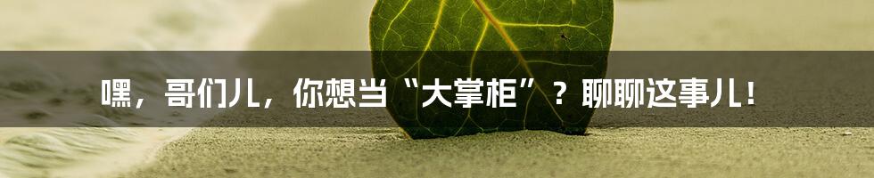 嘿,哥们儿,你想当“大掌柜”?聊聊这事儿!