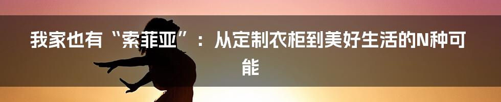 我家也有“索菲亚”：从定制衣柜到美好生活的N种可能
